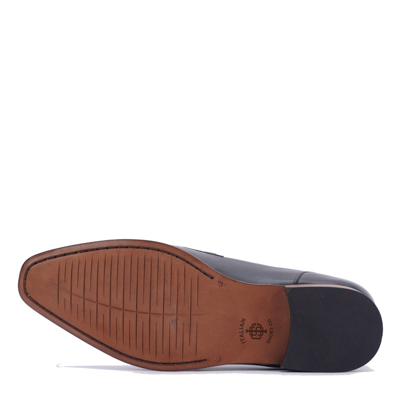Men Solid Double Shaded Penny Black Loafer