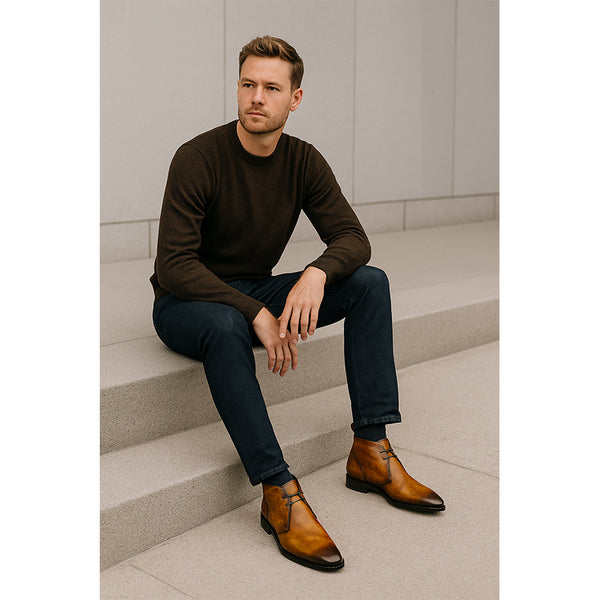 Mens Premium Leather Chukka Boots