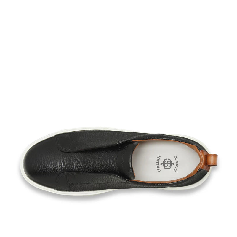 Men Tumbled Leather Slip On Sneakers