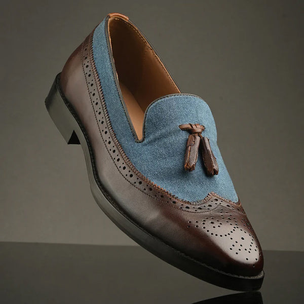 Upper Suede Wingtip Leather Tassel Loafer