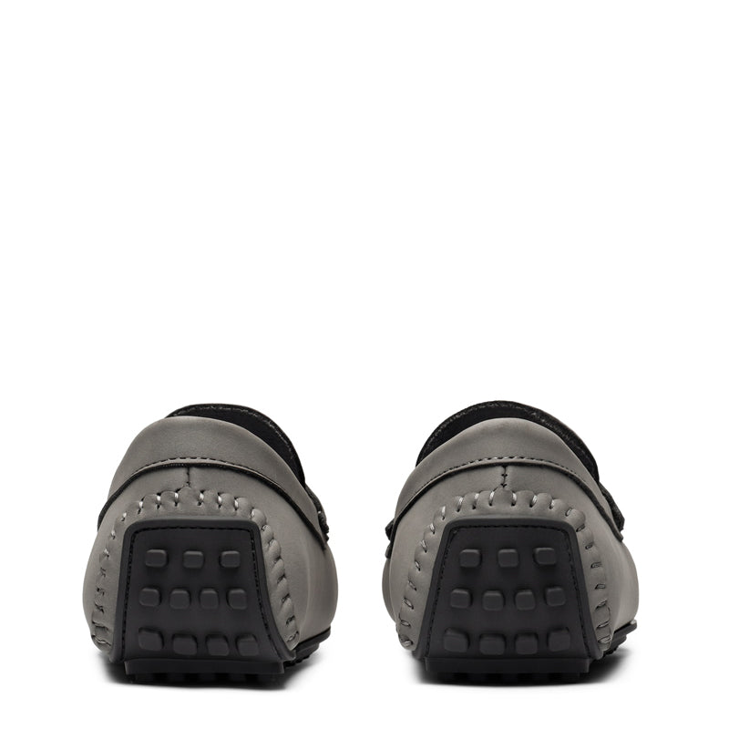 Heritage-Style Suede Moc Toe Penny Loafer Black