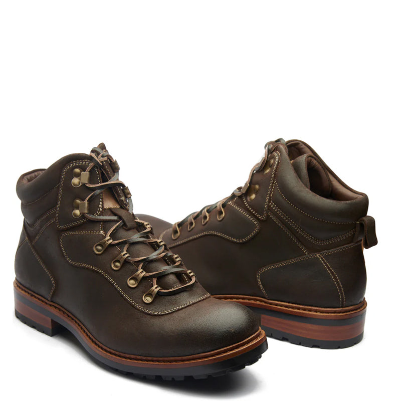 Leather Lace-Up Mid Top Ankle Boots For Men