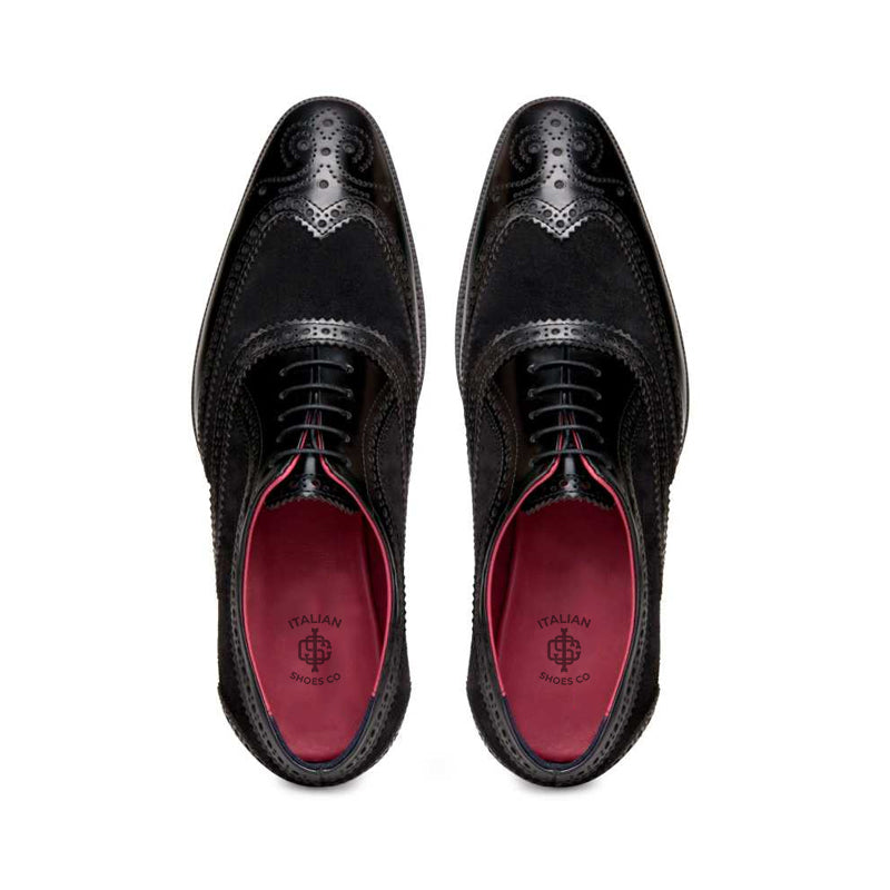 Wingtip Leather Oxford Black Shoe For Men