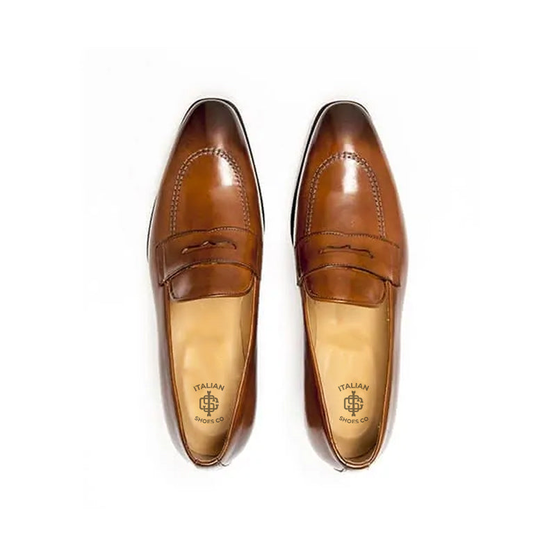 Classic Penny Shiny Leather Brown Loafer