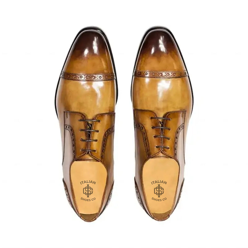 Premium Handmade Leather Cap Toe Oxford Blue Shoe