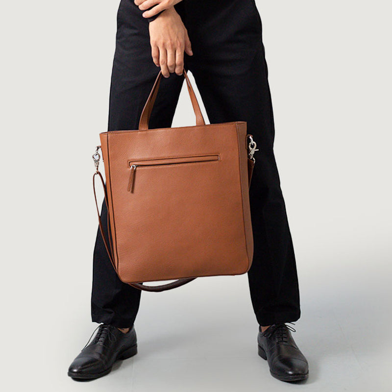 The Poet Leather Tote Grey Bag