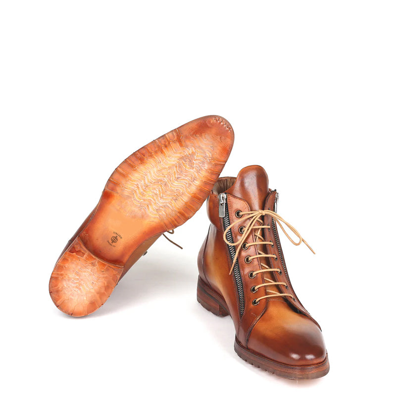 Men Custom Handmade Leather Side Zipper Ankle Boot Black