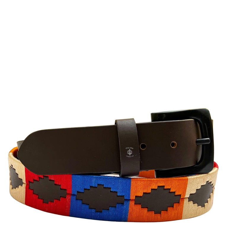 Stile polo Leather Belt Red and Black