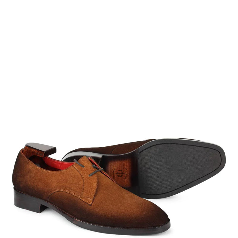 Suede Leather Two Eyelet Derby Shoe Tan