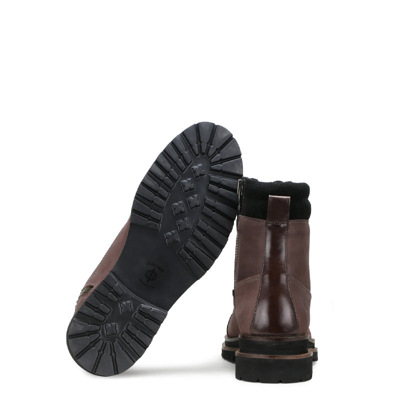 Luxury Premium Solid Leather High Ankle Boot Brown