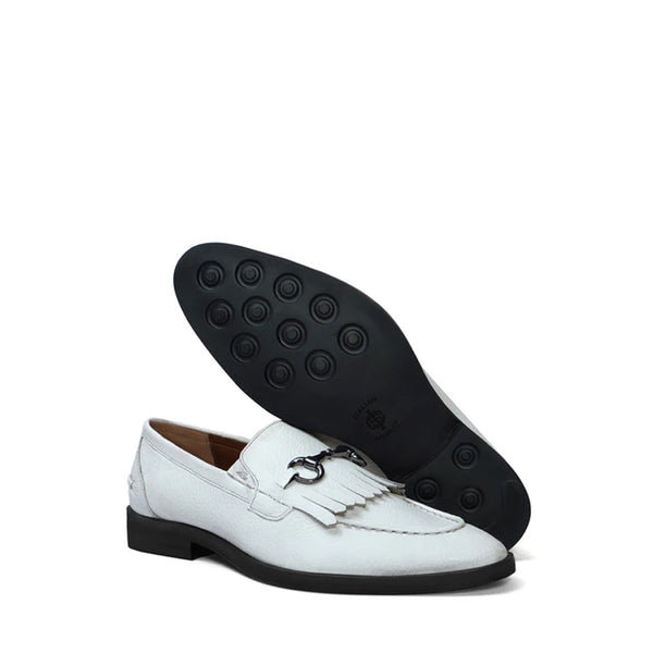 Classic Leather Horse Bit Buckle Tassel Loafers With Fringed