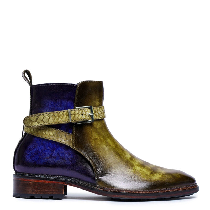 Men Andrea Cross Strap Leather Boots