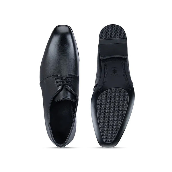 Plain Solid Leather Lace Up Formal Derby Shoe Burgundy