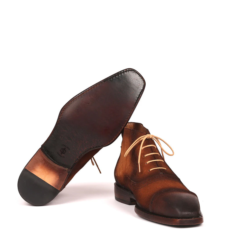 Antique Suede Lace Up Cap Toe Ankle Boots