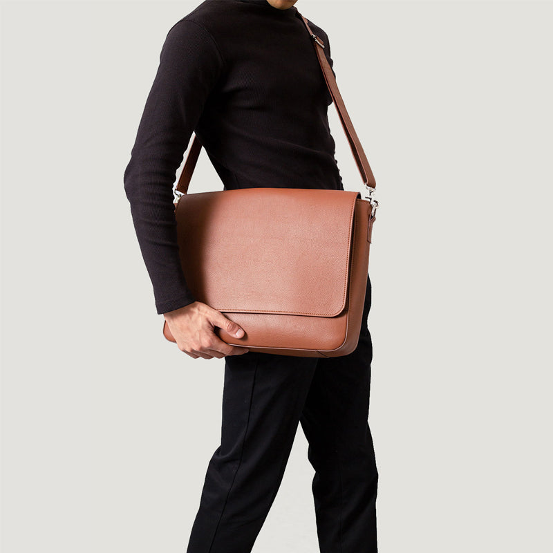 Carismatico Leather Messenger Brown Bag For Men