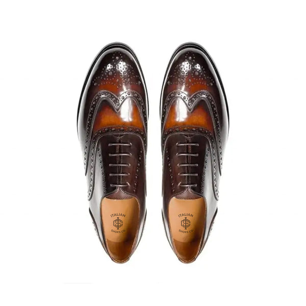 Wingtip Shiny Leather Oxford Tan Shoe