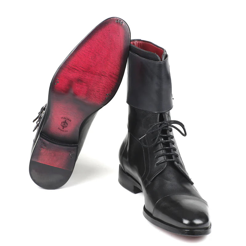 Men Cap Toe Leather High Ankle Boot Tan