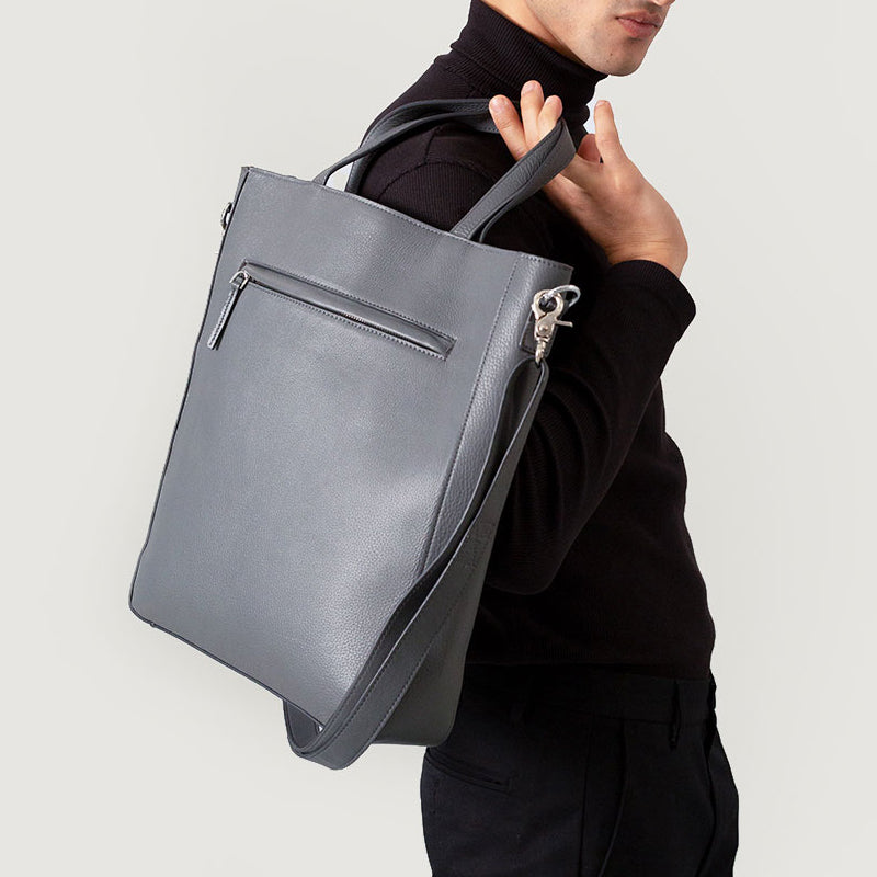 The Poet Leather Tote Grey Bag
