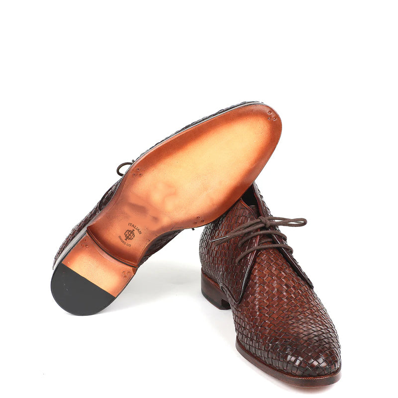 Men Handmade Woven Leather Chukkas Boots