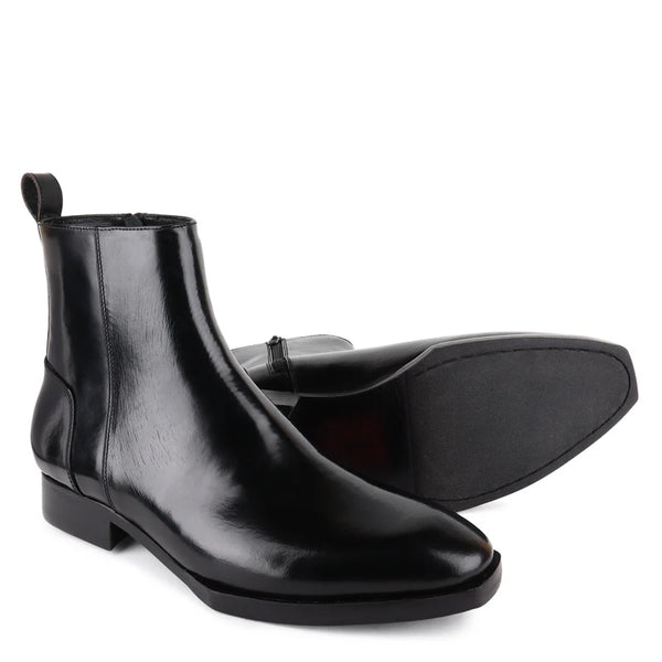 Men Handmade Leather Side Zip Boots