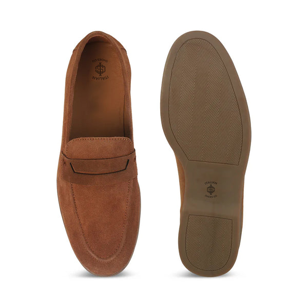 Men Suede Casual Leather Penny Tan Loafer