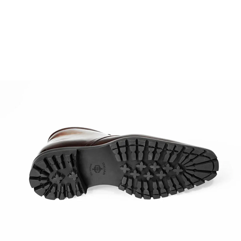 Men Handpainted Solid Leather Chukkas Black Boot