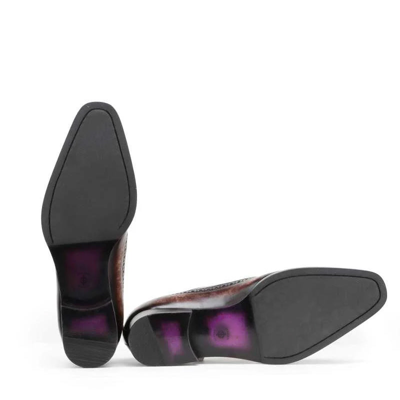 Patina Captoe Leather Brown Formal Oxford Shoe