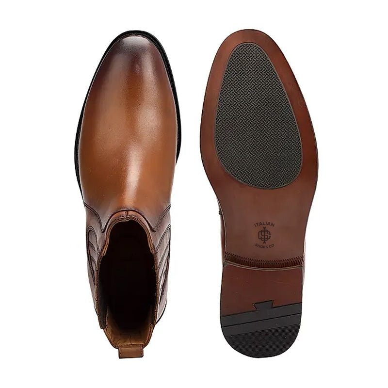 Mid Top Plain Leather Handmade Stylish Chelsea Boots