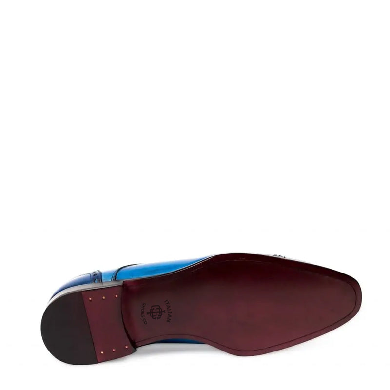 Premium Handmade Leather Cap Toe Oxford Blue Shoe