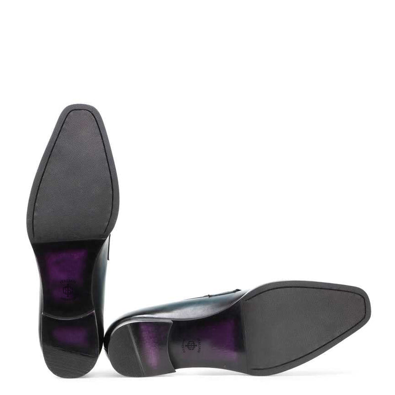 Dual Shade Leather Horsebit Buckled Loafer Blue