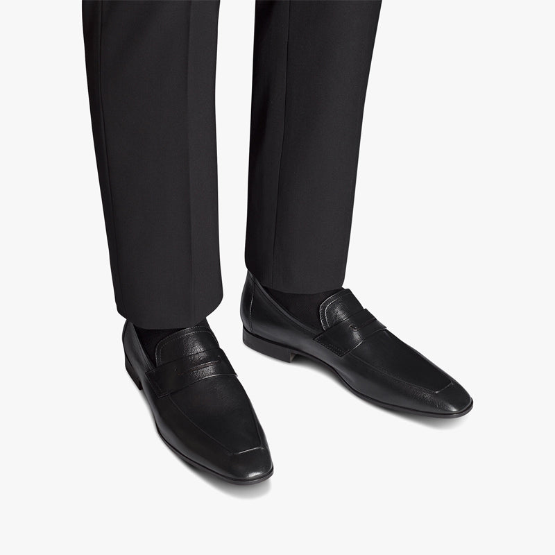 Men Handmade Plain Leather Blue Loafer