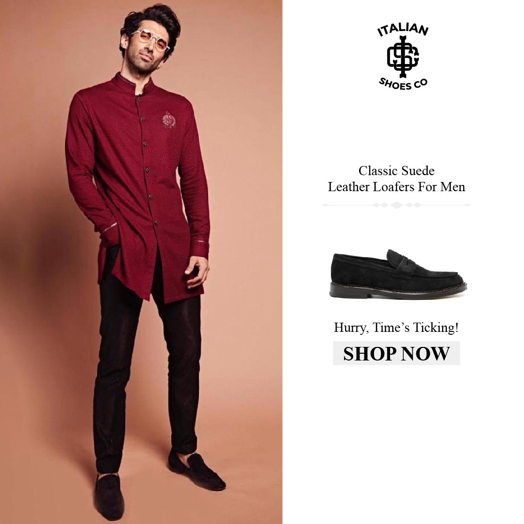 Classic Suede Leather Black Loafer For Men