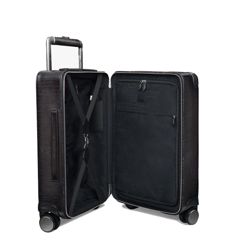 Eel Leather Black Trolley Case