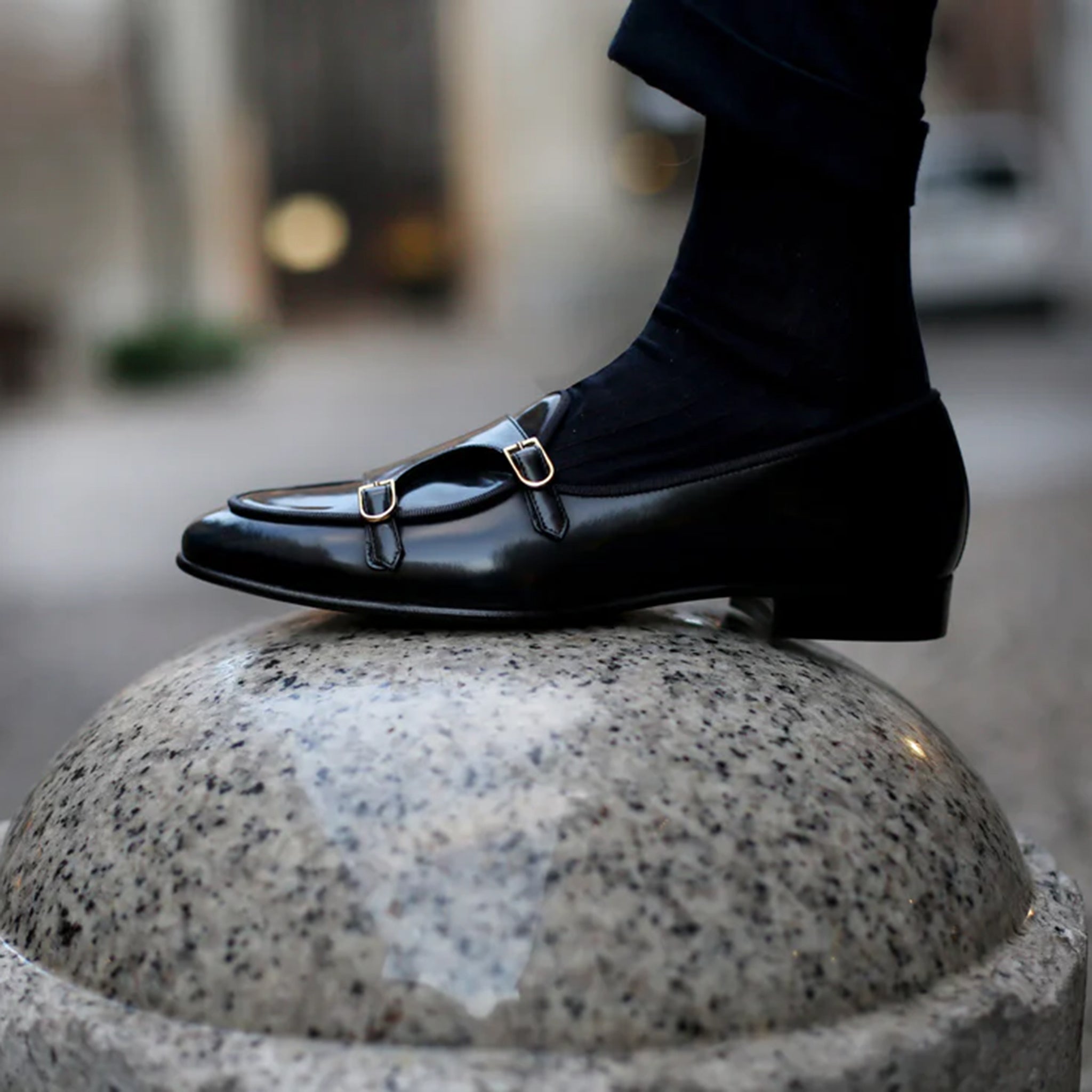 Artimen Navy Double Monk Strap Shoes