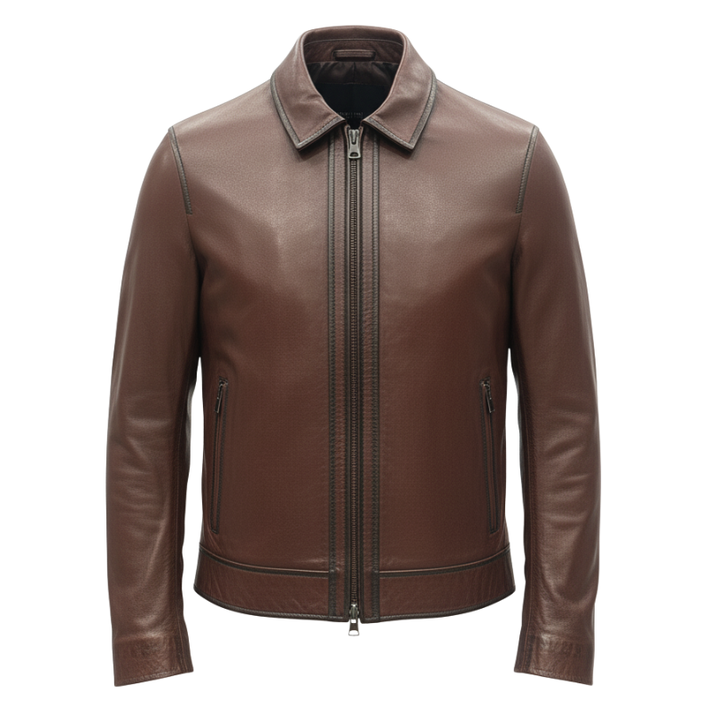 Regal Cocoa ZipLine Leather Jacket