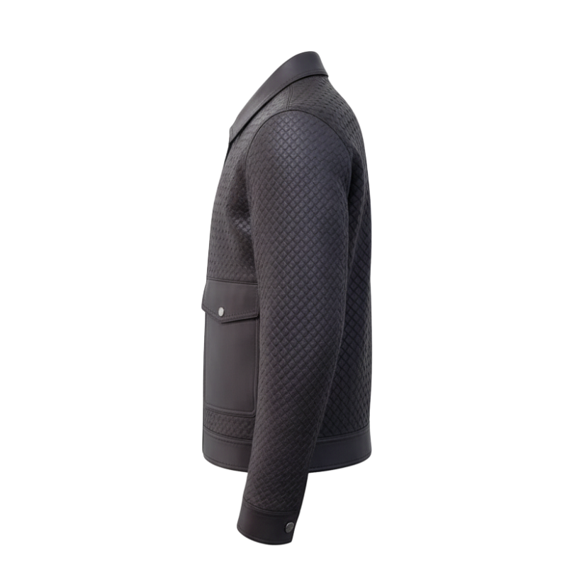 Luxury Woven Textured Leather Jacket