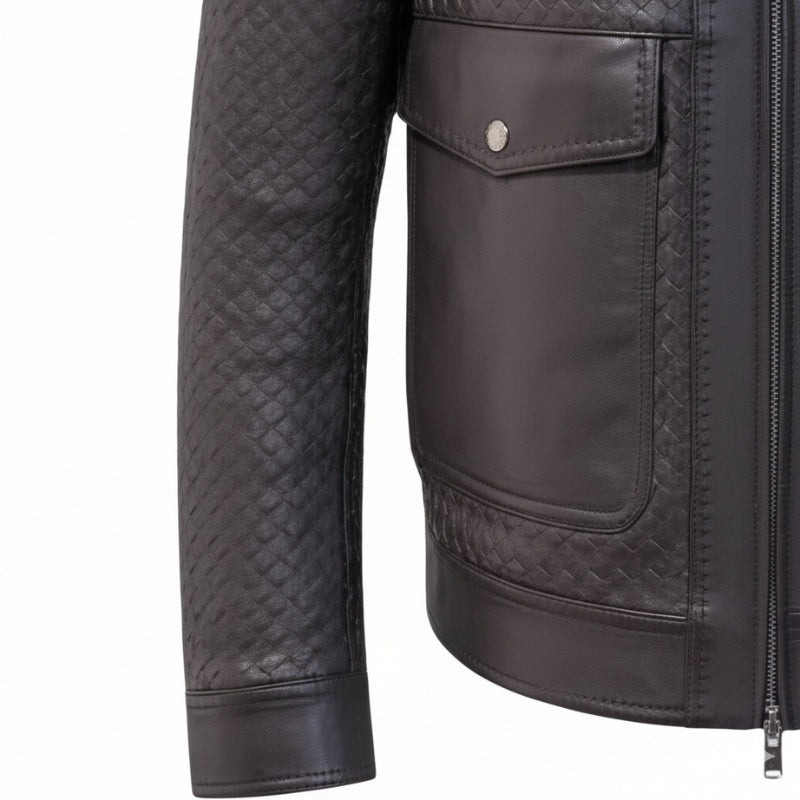 Luxury Woven Textured Leather Jacket