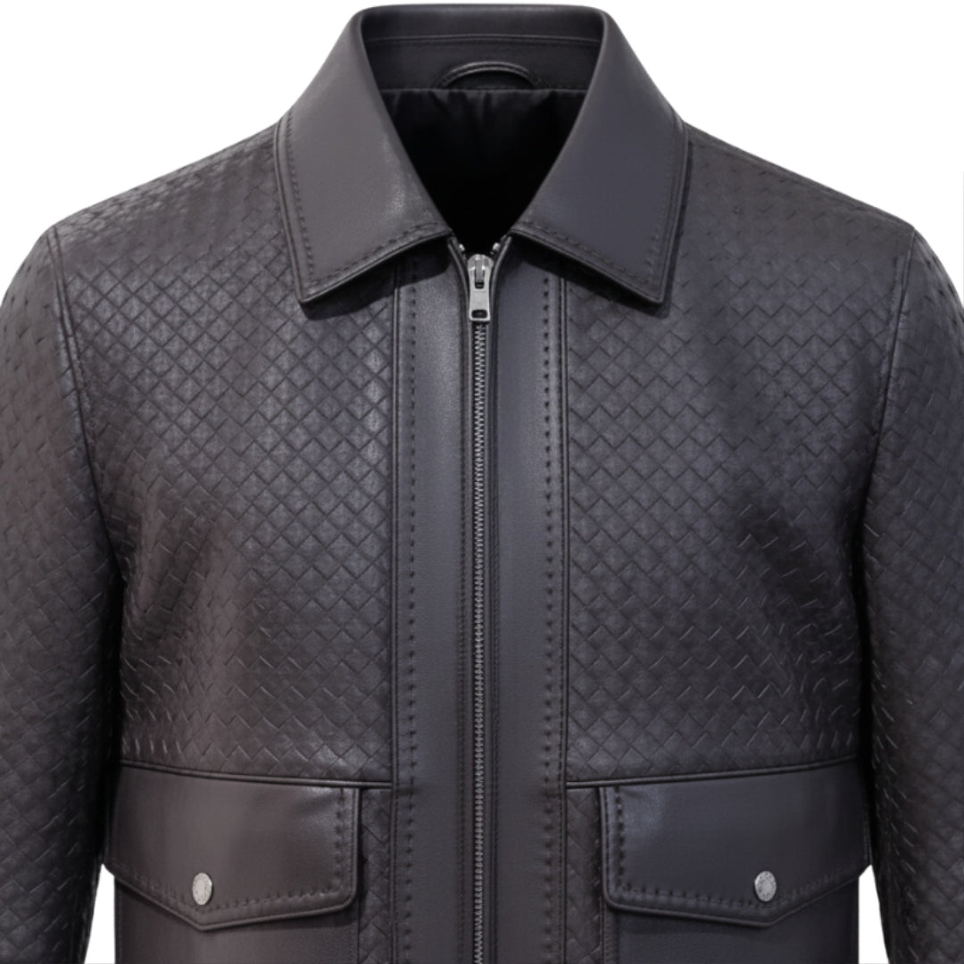 Luxury Woven Textured Leather Jacket