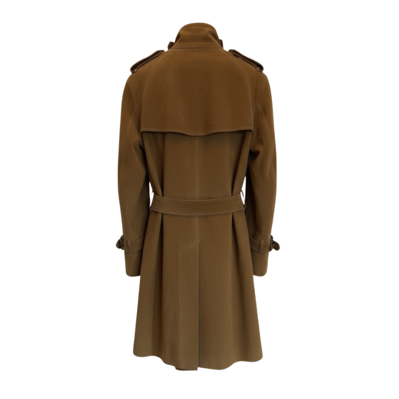 Vintage Suede Belted Long Coat