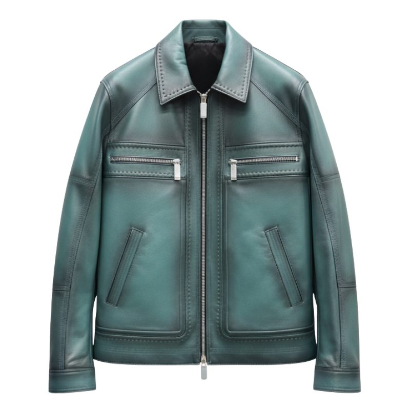 Emerald Leather Moto Jacket
