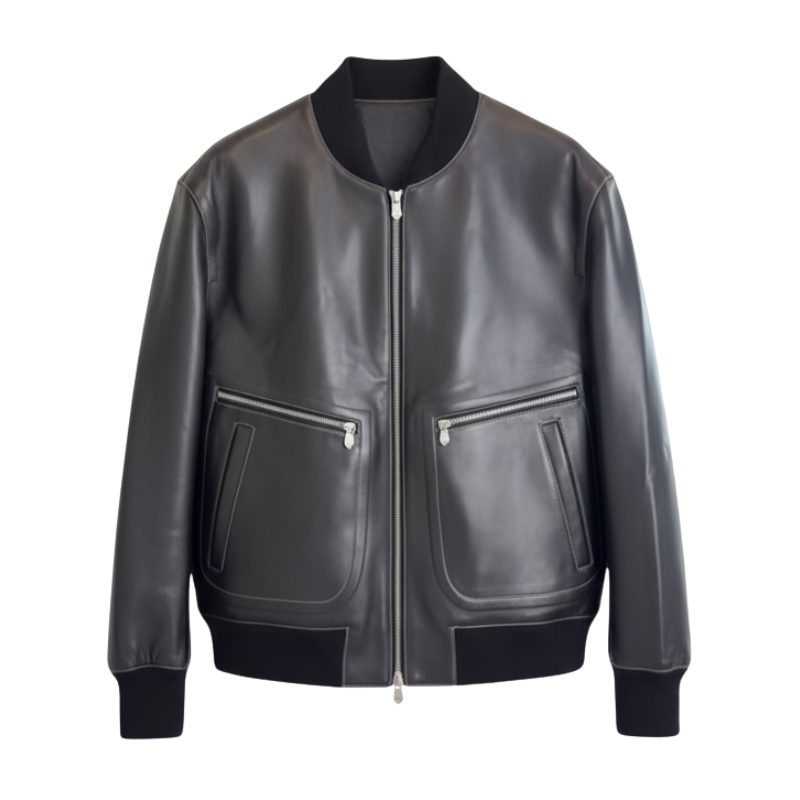 Jet Luxe Leather Bomber Jacket