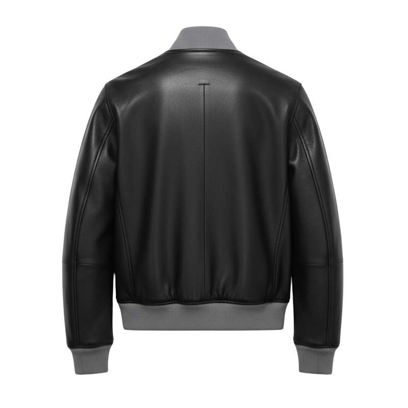 High Neck Luxury Leather Bomber Jacket