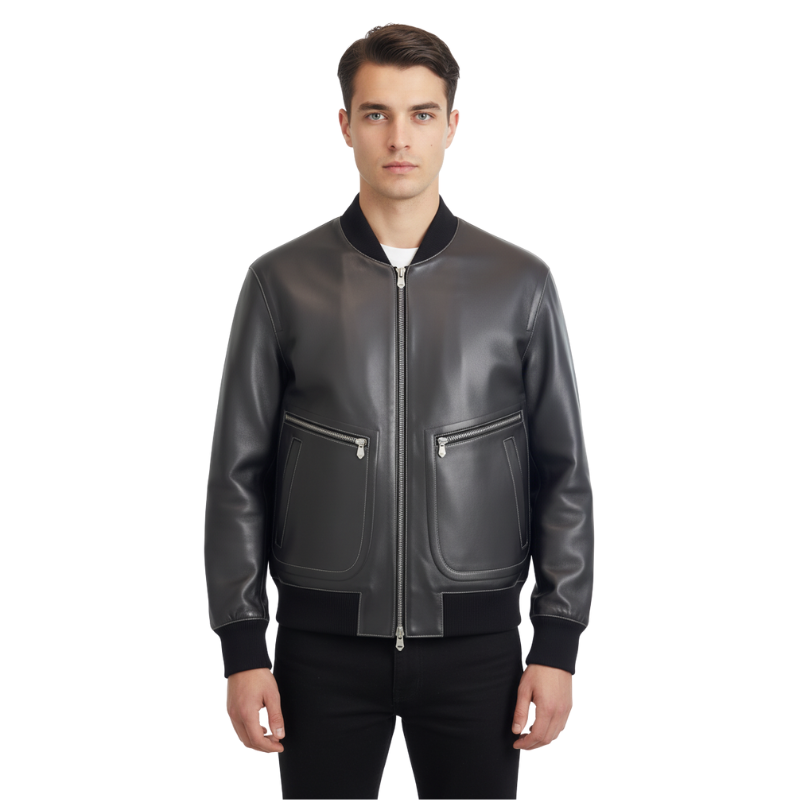 Jet Luxe Leather Bomber Jacket
