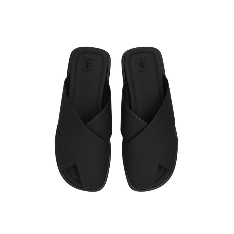 Men's Black Crisscross Double Strap Slider