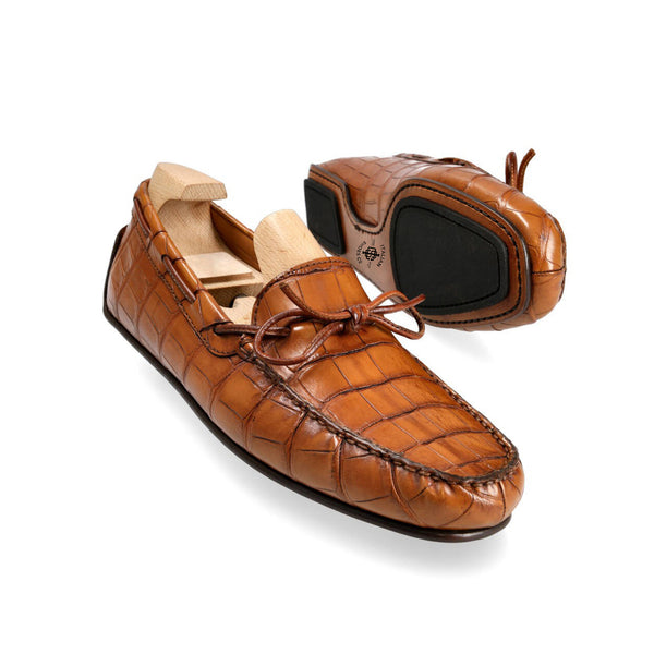 Tan Alligator Leather Loafers