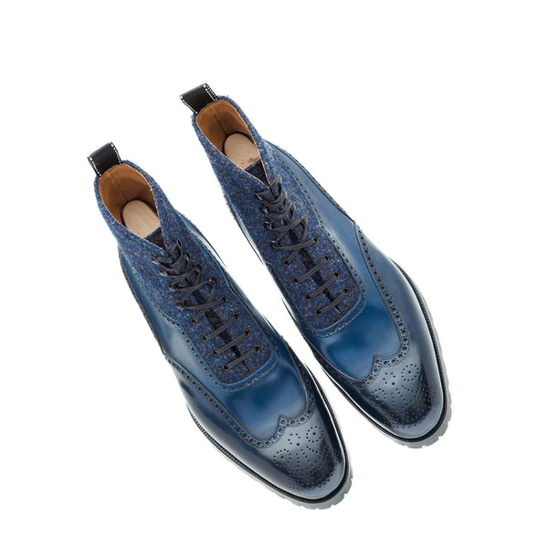 Premium Leather Wingtip High Ankle Boot