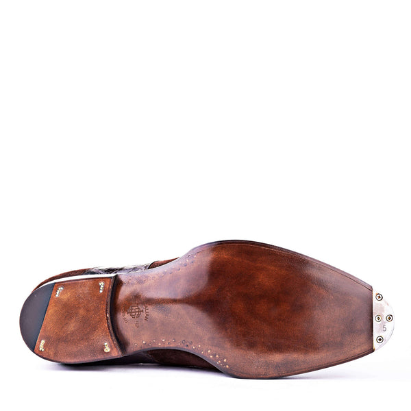 Suede Leather Croc Print Double Monk Strap Shoe