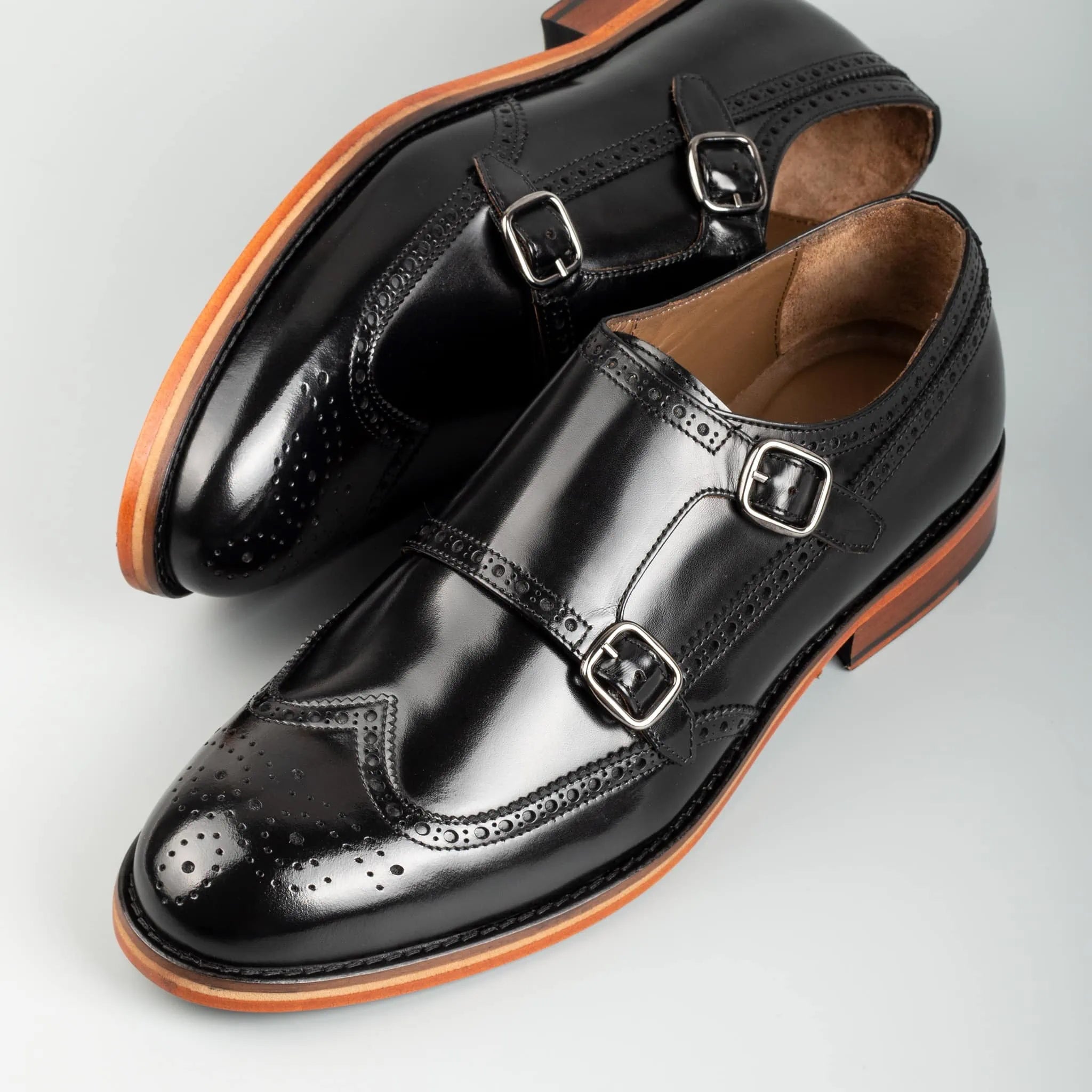 Nera Men's Genuine Leather Double Monkstrap Shoes