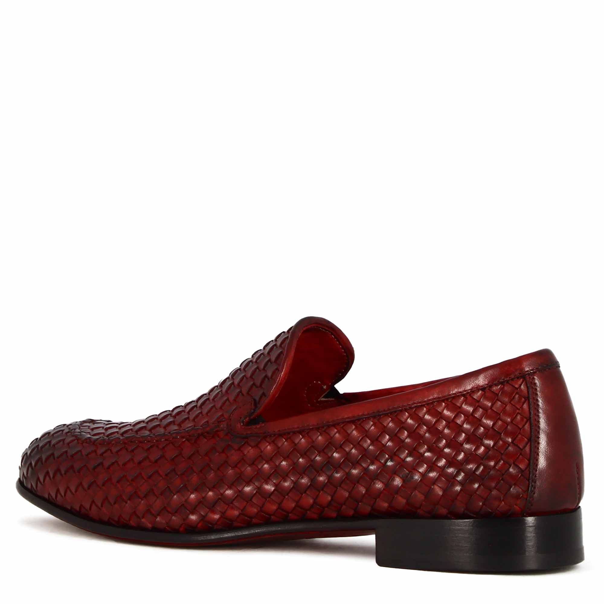 Classic Red Woven Leather moccasin