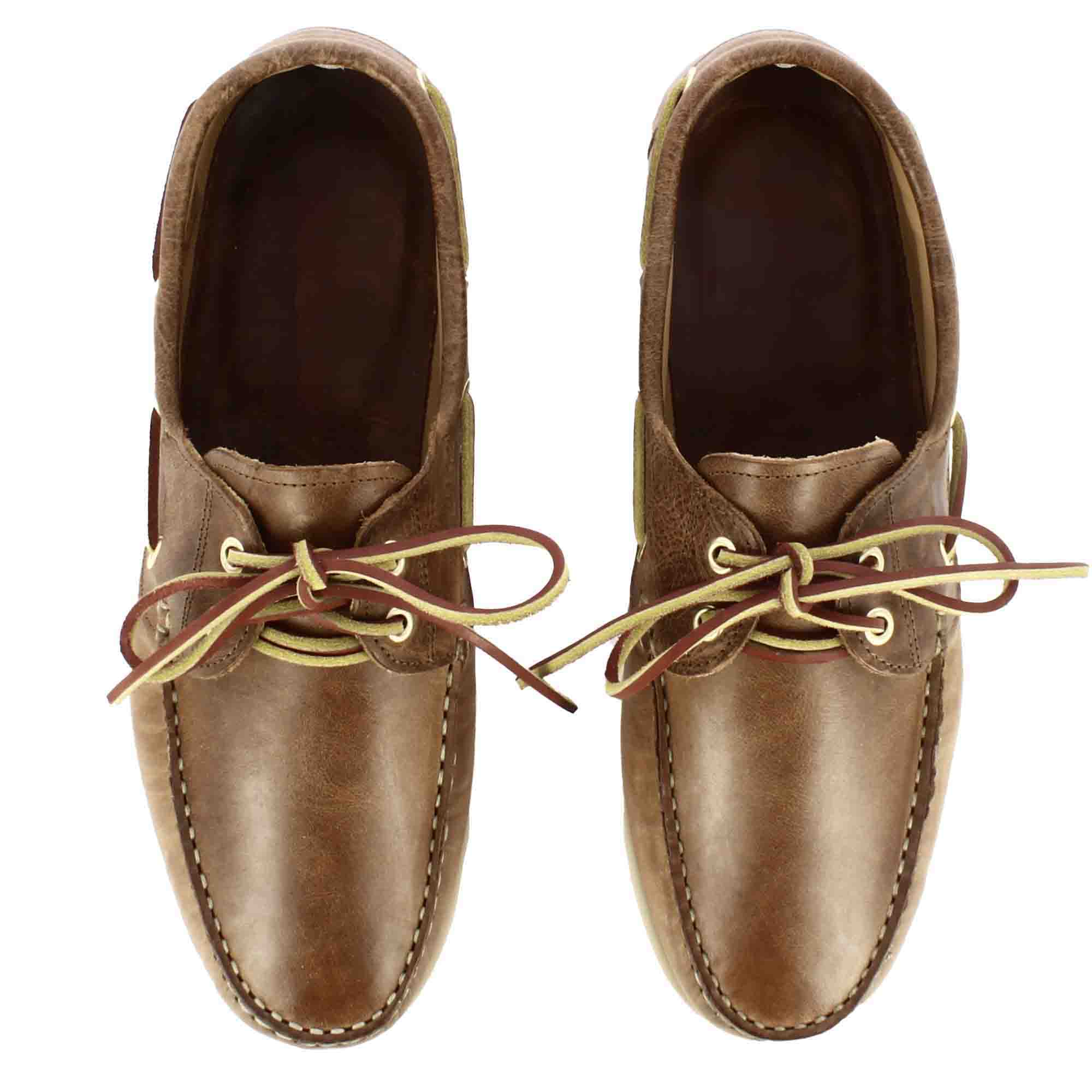 Men's boat moccasin in light brown leather